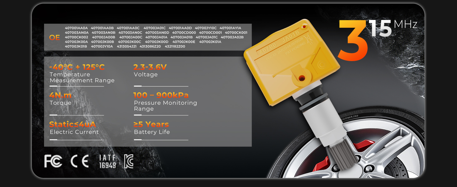TPMS Sensor,Pre-programmed Tire Pressure Monitor System for Nissan Infiniti