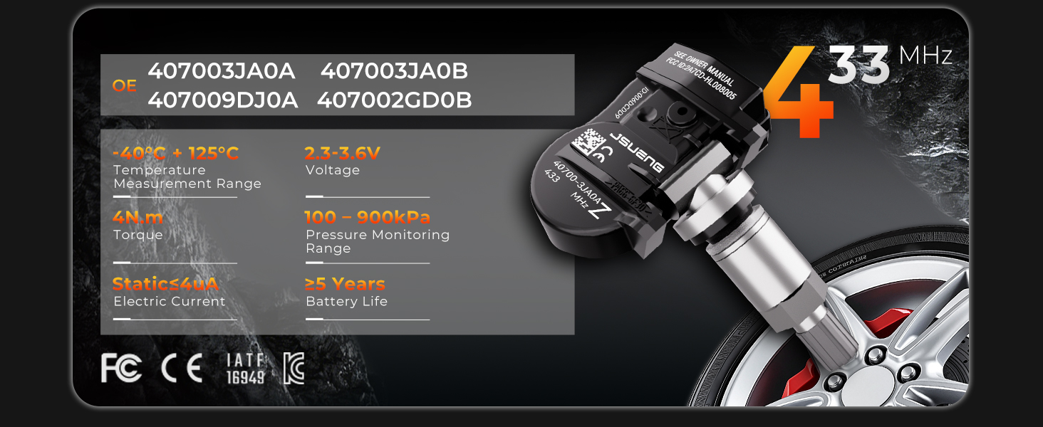 TPMS Sensor,Pre-programmed Tire Pressure Monitor System for Infiniti Nissan