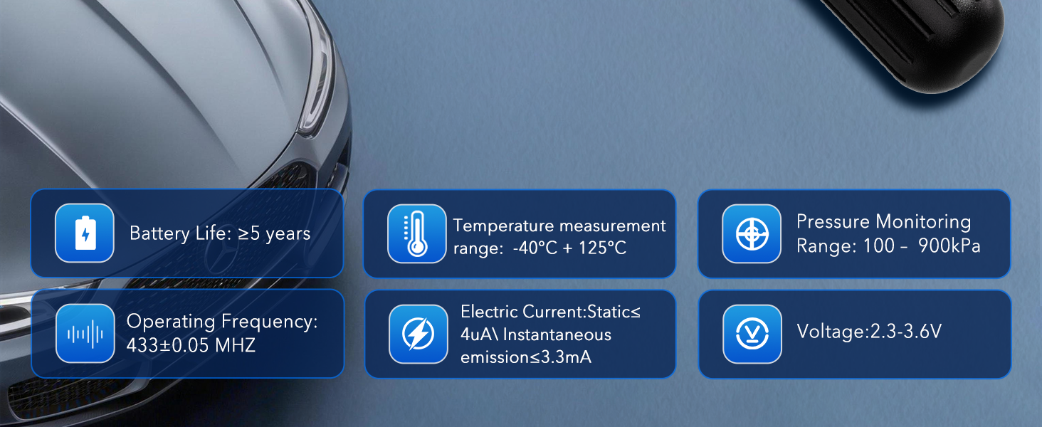 Jsueng TPMS Sensor,433Mhz Tire Pressure Monitoring Sensor