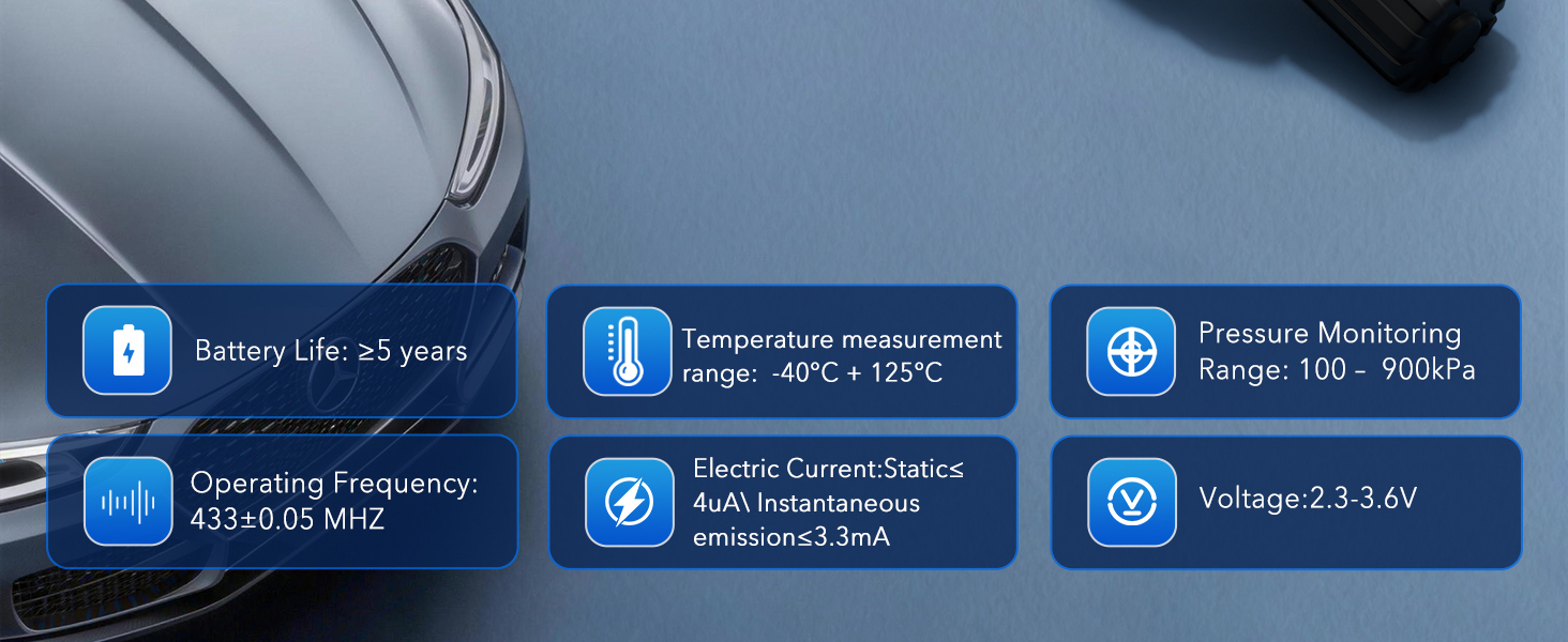 TPMS Sensor,433MHz Hyundai Tire Pressure Monitoring System Sensor Set of 4