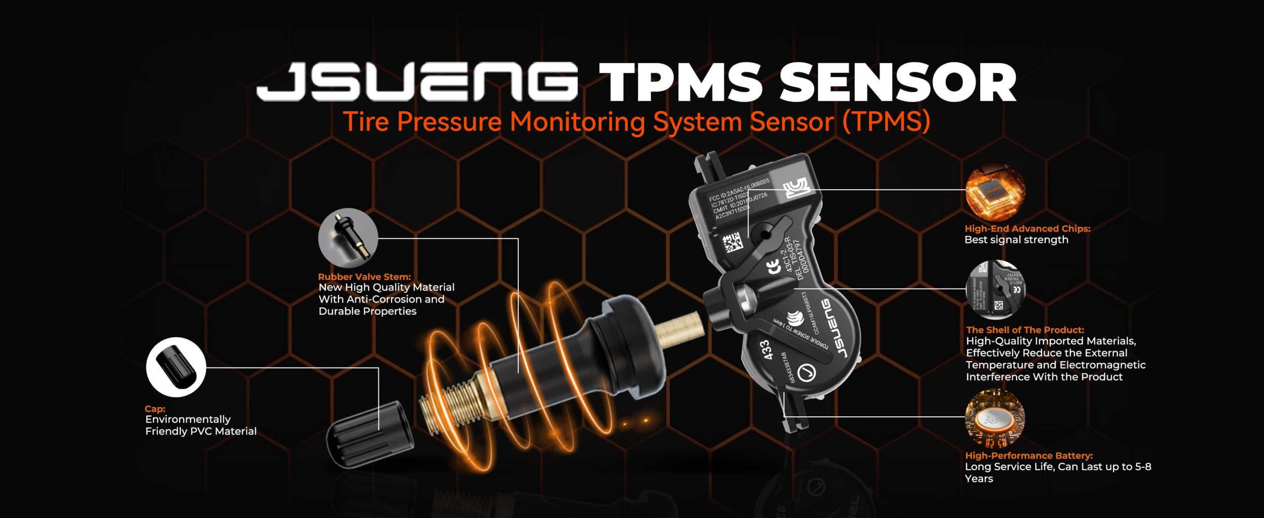 TPMS Sensors,433Mhz set of 4 Tire Pressure Monitor System for Dodge Jeep