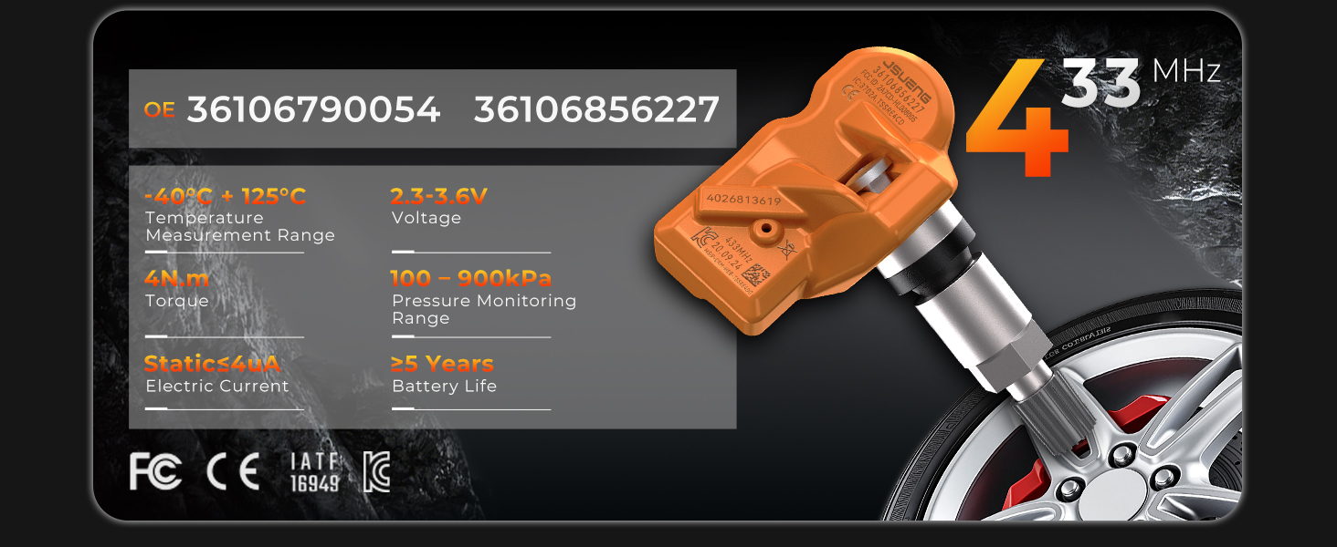 TPMS Sensors,433Mhz set of 4 Tire Pressure Monitor System for BMW Mini