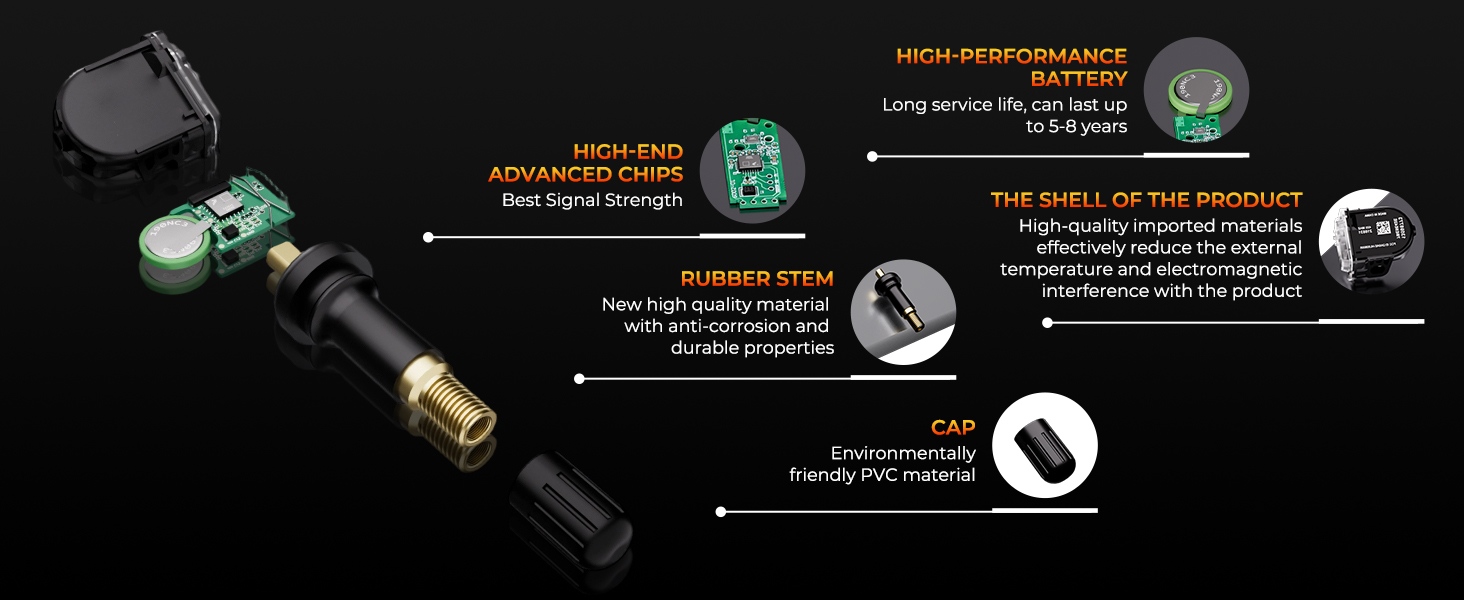 Jsueng 433Mhz TPMS Sensors, GM Tire Pressure Monitoring System Sensor