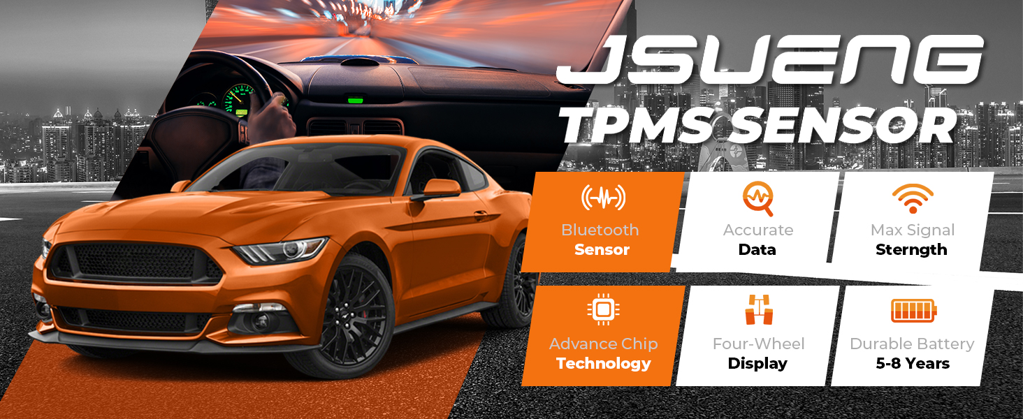Jsueng TPMS Sensors,315Mhz Set of 4 Tire Pressure Monitor System for Tesla