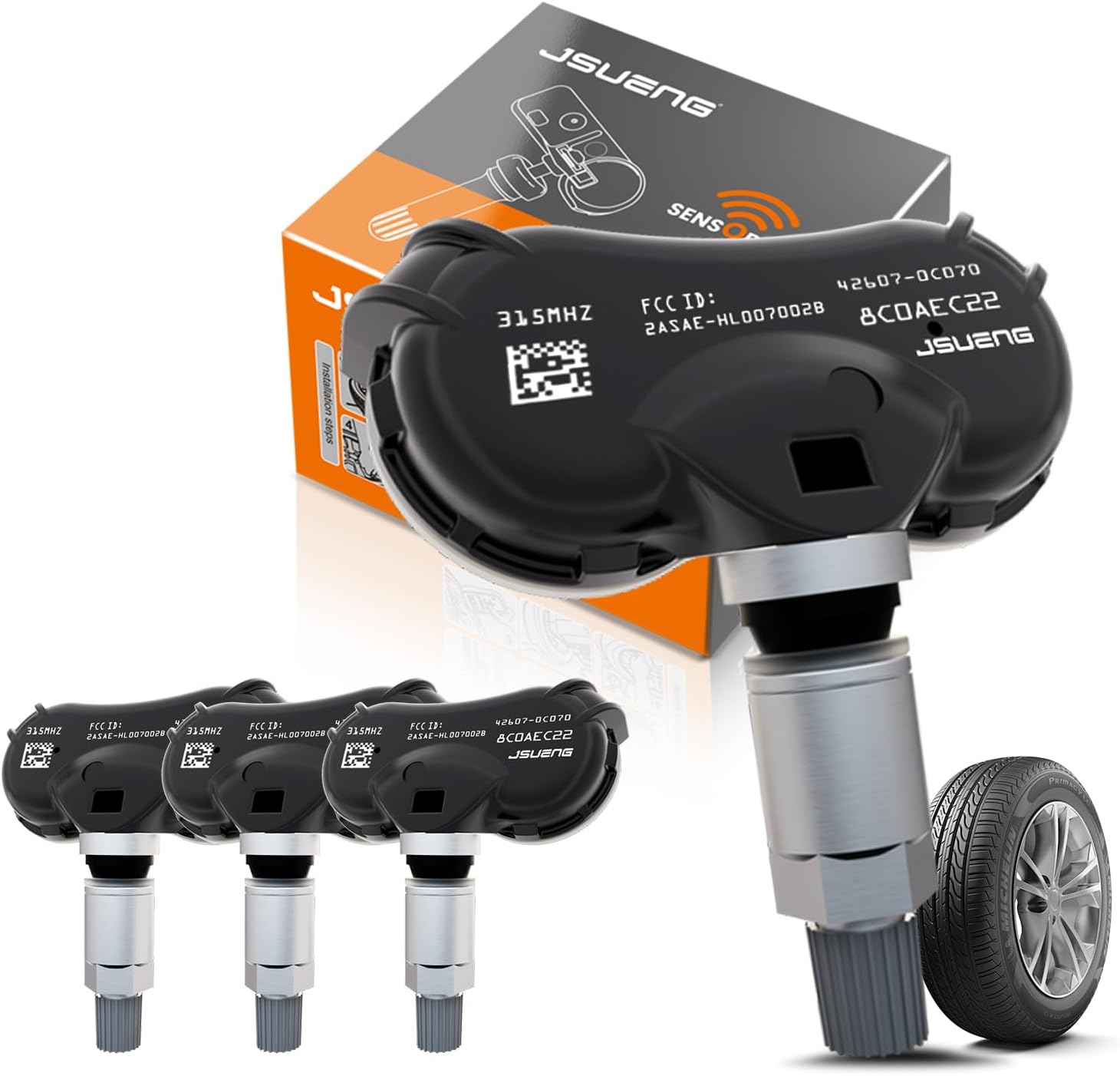 Jsueng 4PCS Pre-Programmed TPMS Sensor Tire Pressure Monitoring Sensor