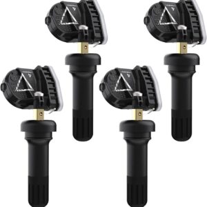433Mhz TPMS Sensor, GM Tire Pressure Monitoring System Sensor Compatible for Chevy Malibu Silverado Impala Cruze, Buick Regal Lacrosse GMC Cadillac Replaces for 13598773 4-Pack, includes a EL-50448