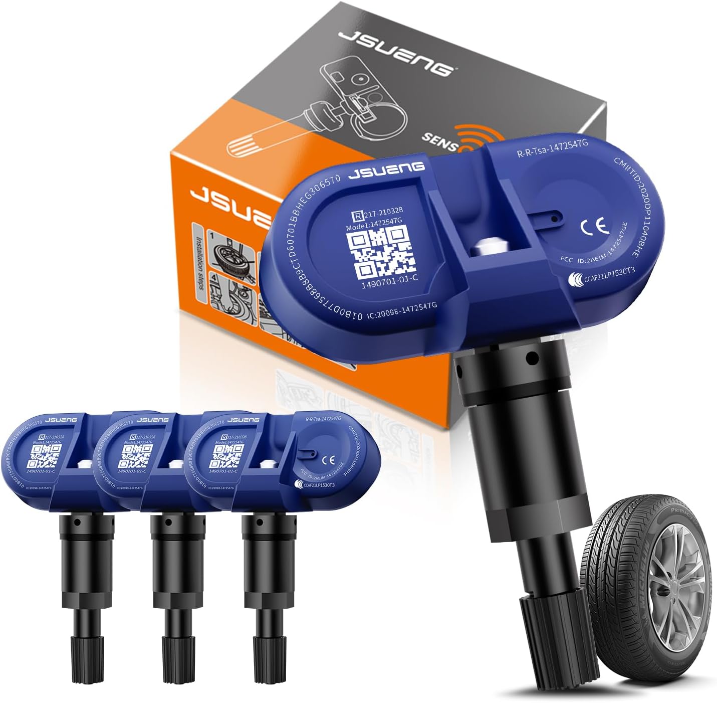 Jsueng TPMS Sensors,315Mhz Set of 4 Tire Pressure Monitor System for Tesla