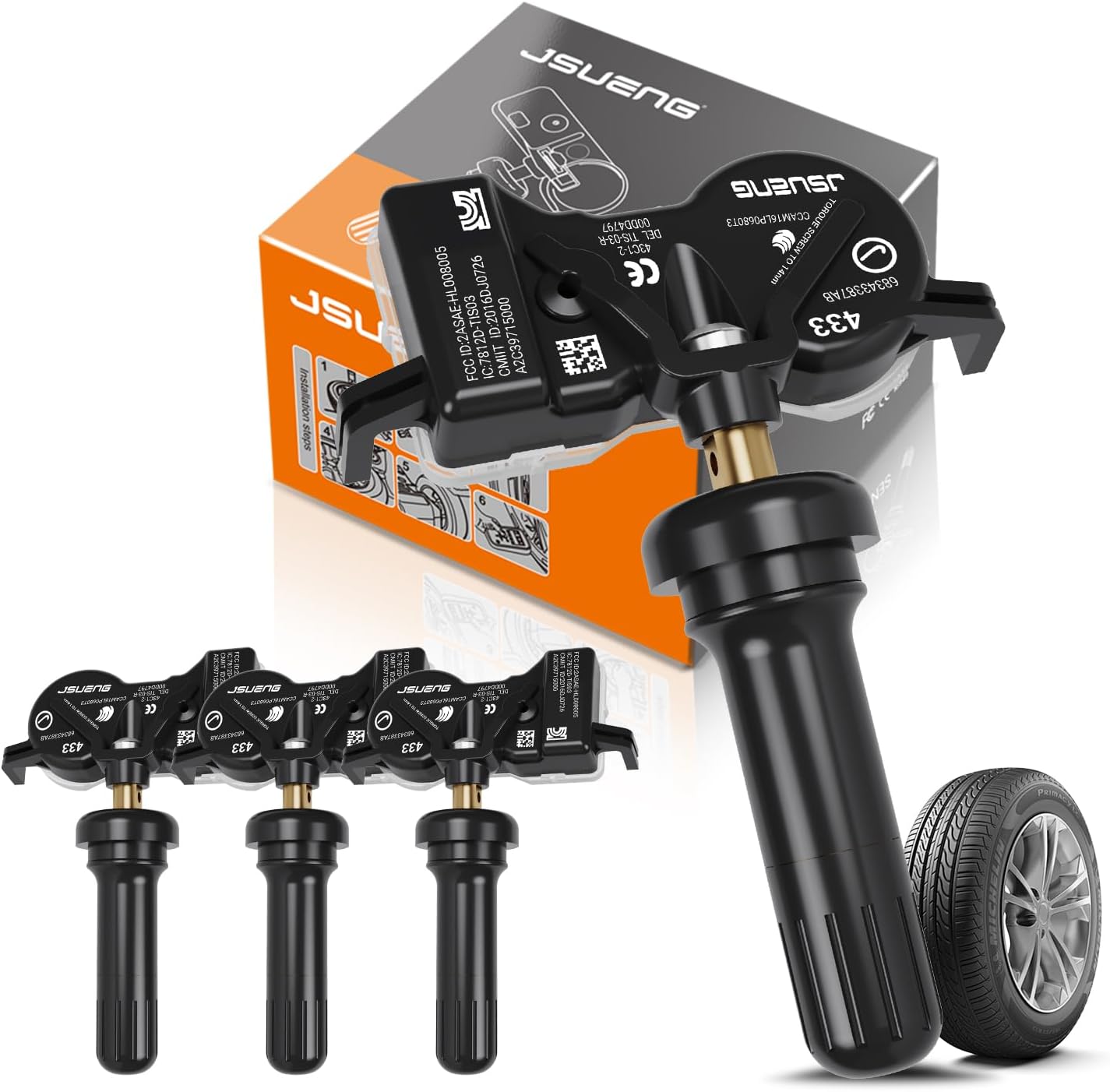 TPMS Sensors,433Mhz set of 4 Tire Pressure Monitor System for Dodge Jeep