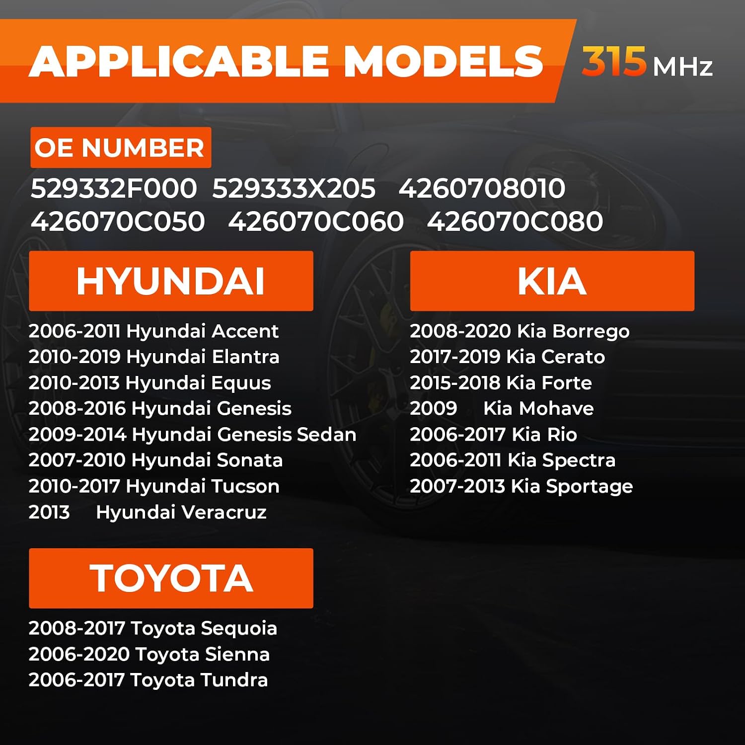 TPMS Sensor,Pre-Programmed Tire Pressure Monitor System fit for Hyundai Kia