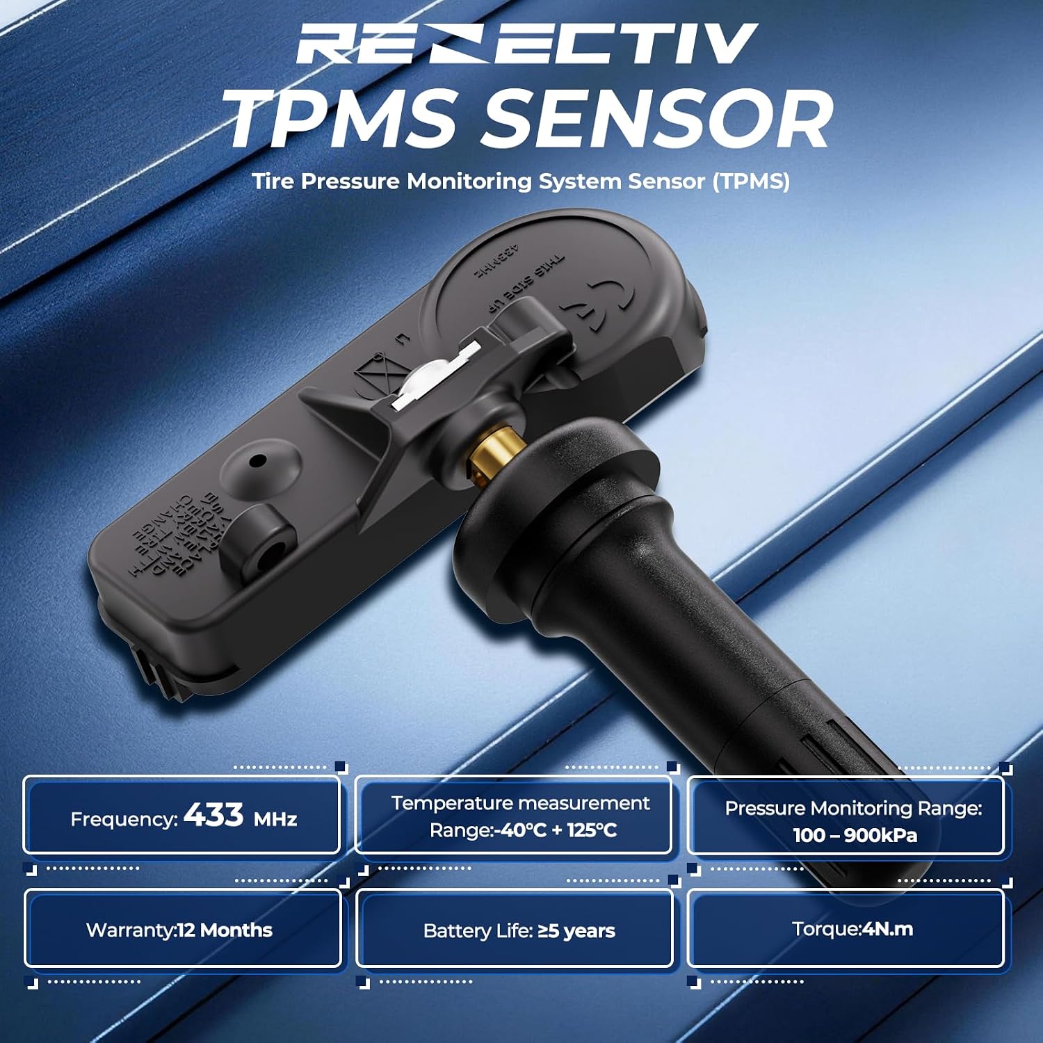 RENECTIV TPMS Sensor,433Mhz Tire Pressure Monitoring Sensor