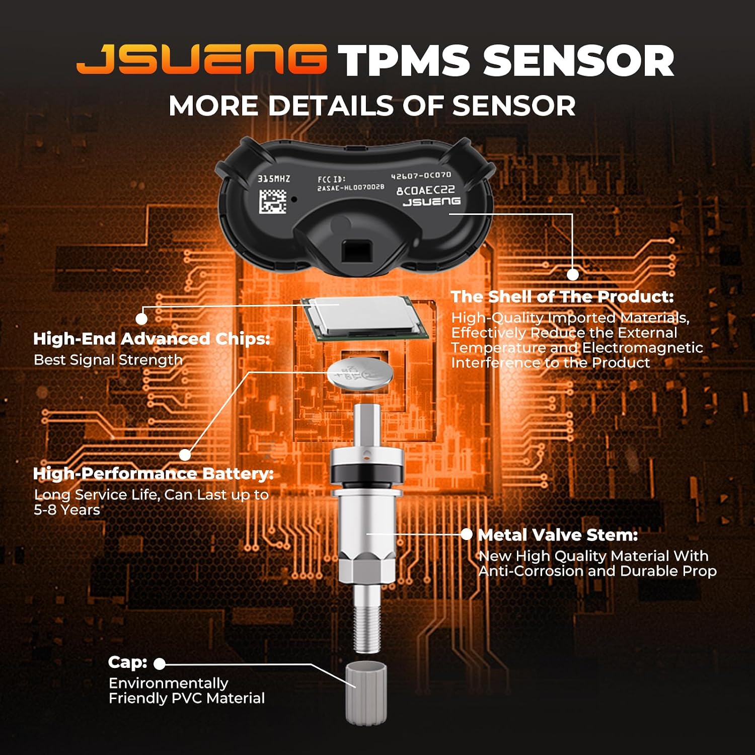TPMS Sensor,Pre-Programmed Tire Pressure Monitor System fit for Hyundai Kia