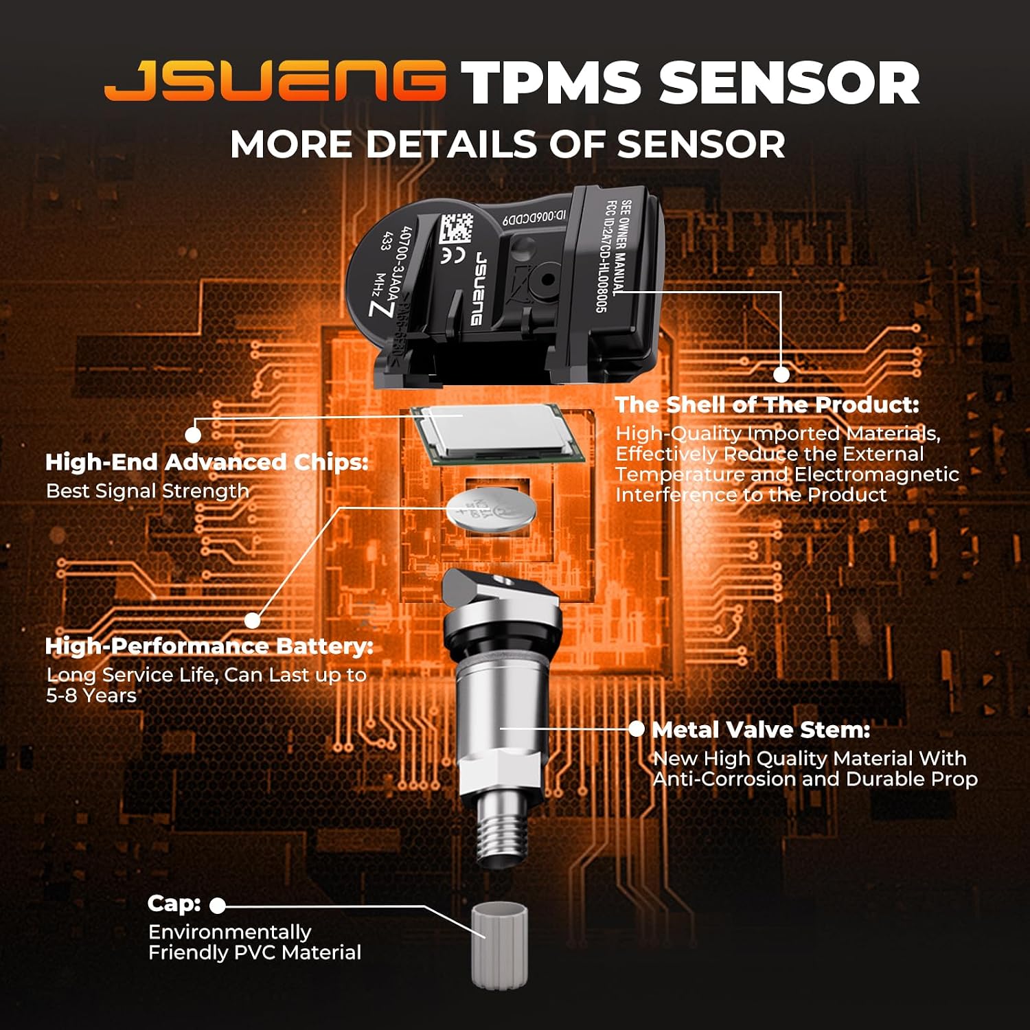 TPMS Sensor,Pre-programmed Tire Pressure Monitor System for Infiniti Nissan