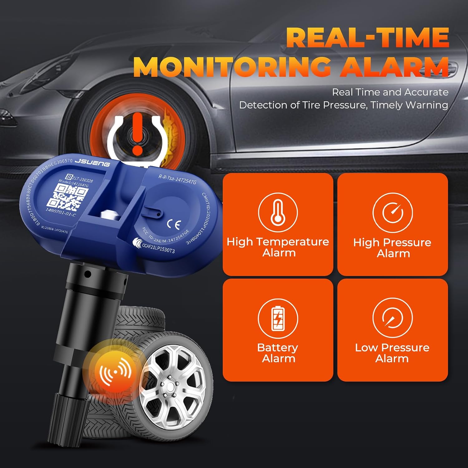 Jsueng TPMS Sensors,315Mhz Set of 4 Tire Pressure Monitor System for Tesla