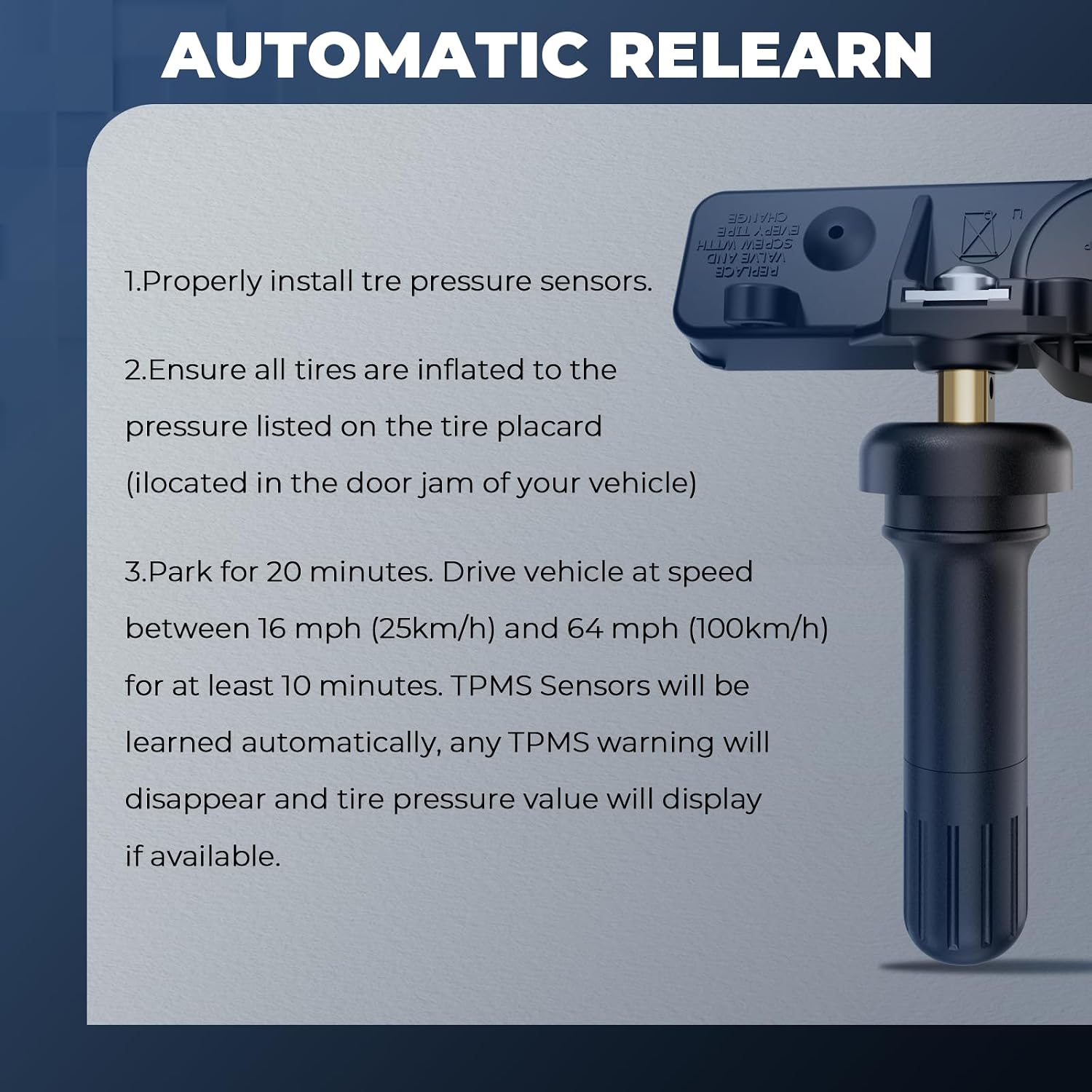 RENECTIV TPMS Sensor,433Mhz Tire Pressure Monitoring Sensor