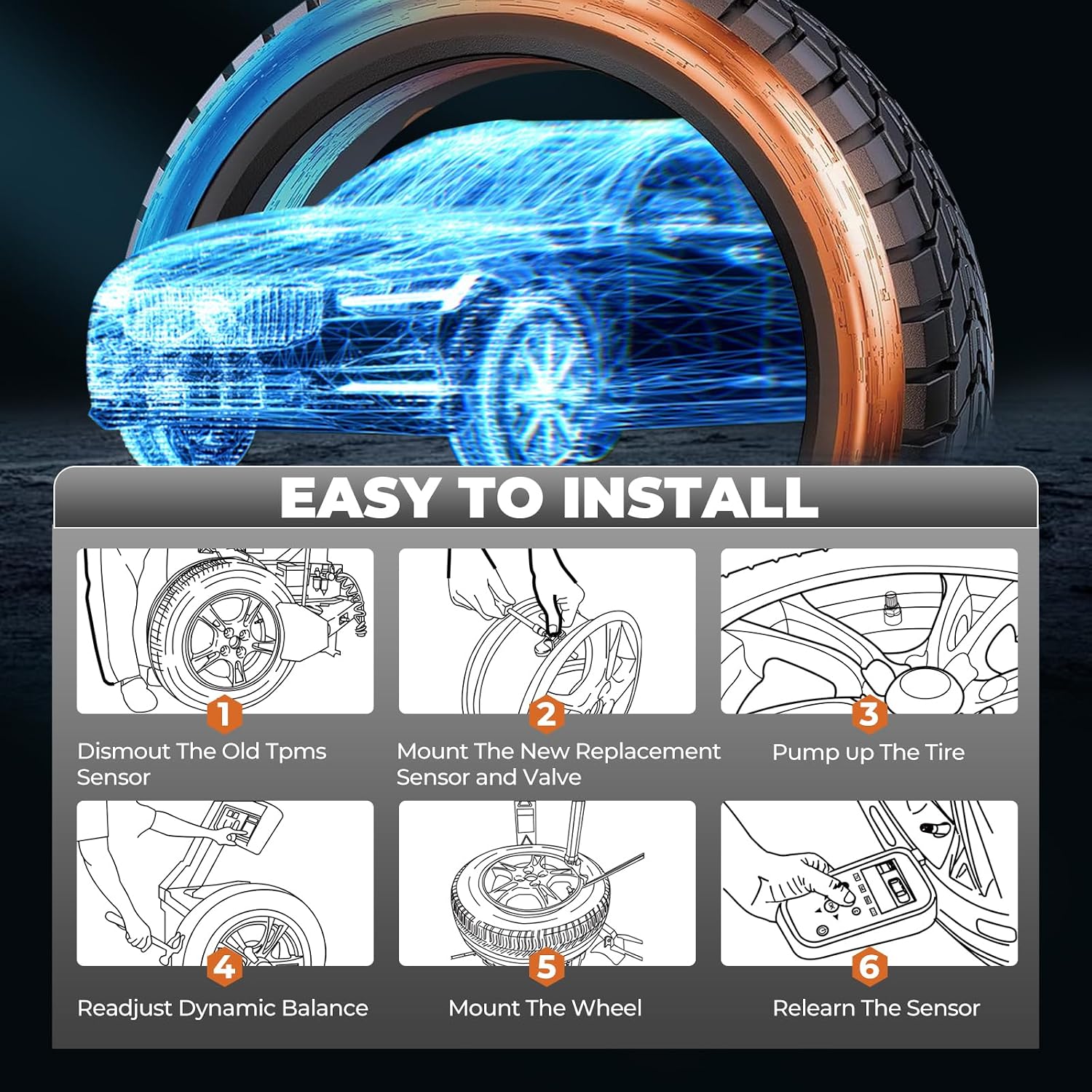 TPMS Sensor,315Mhz Tire Pressure Monitor System for GMC Silverado Chevy