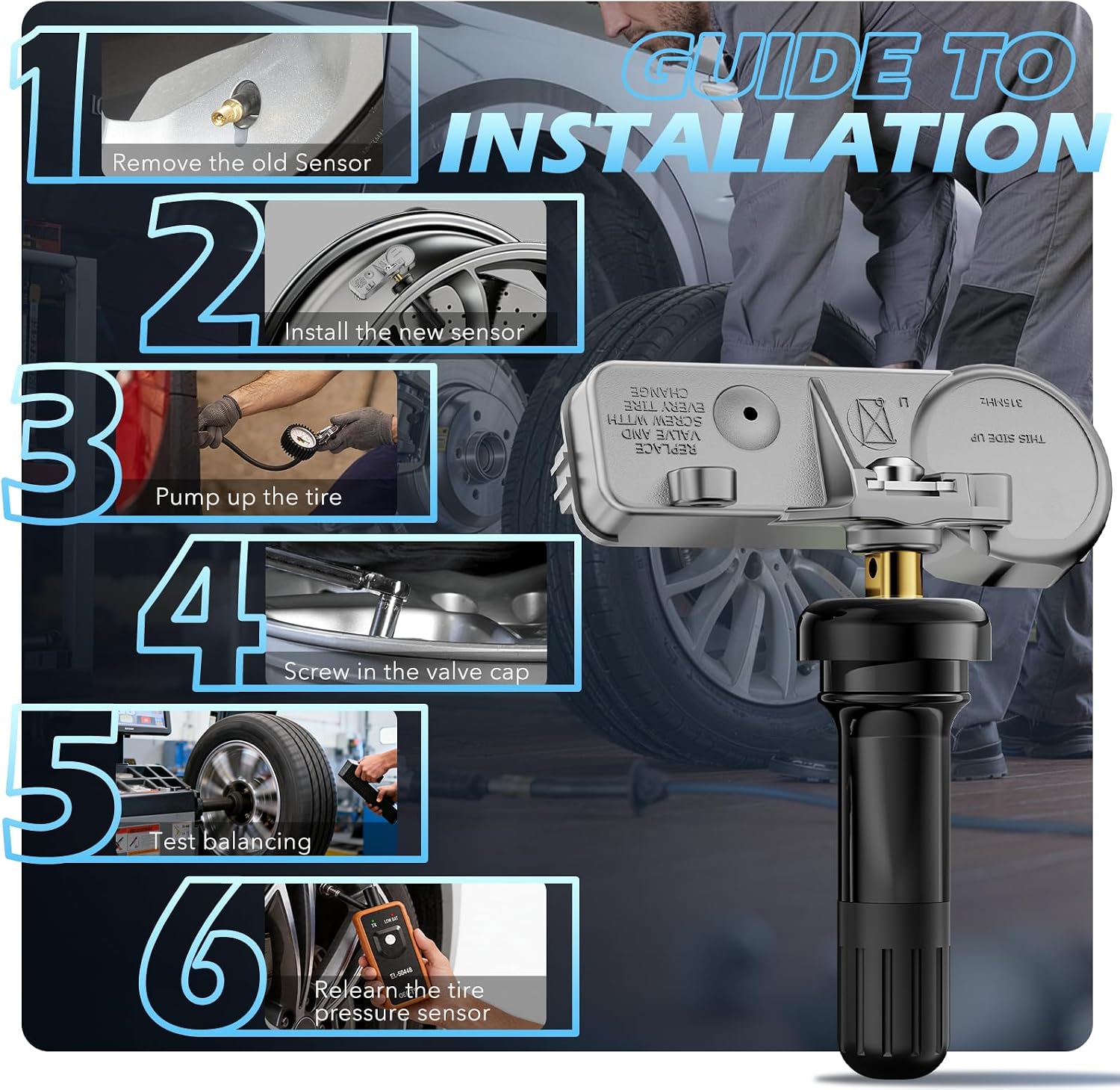 TPMS Sensor GM, 315Mhz Tire Pressure Monitoring System Sensor Set of 4