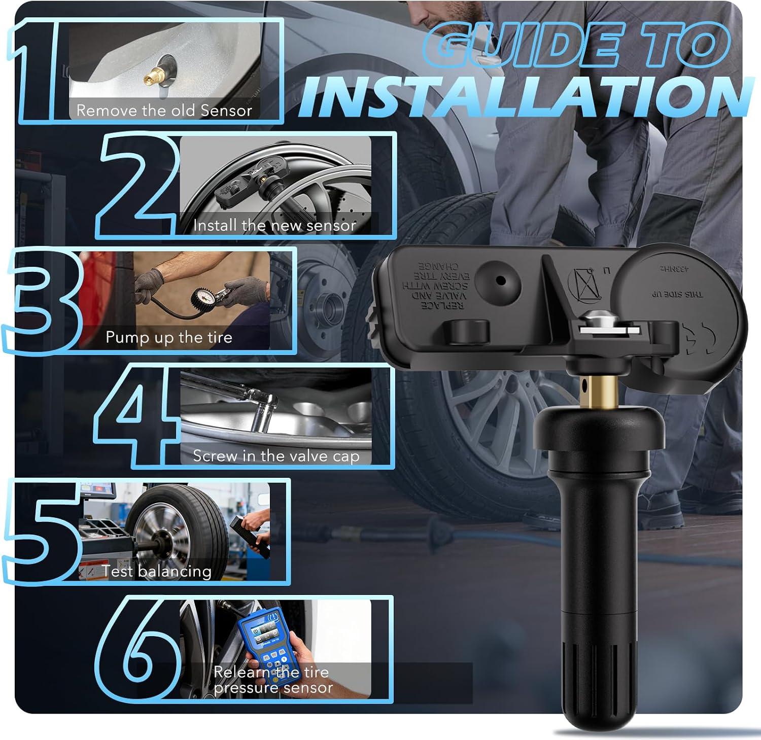 RENECTIV TPMS Sensor,433Mhz Tire Pressure Monitoring Sensor