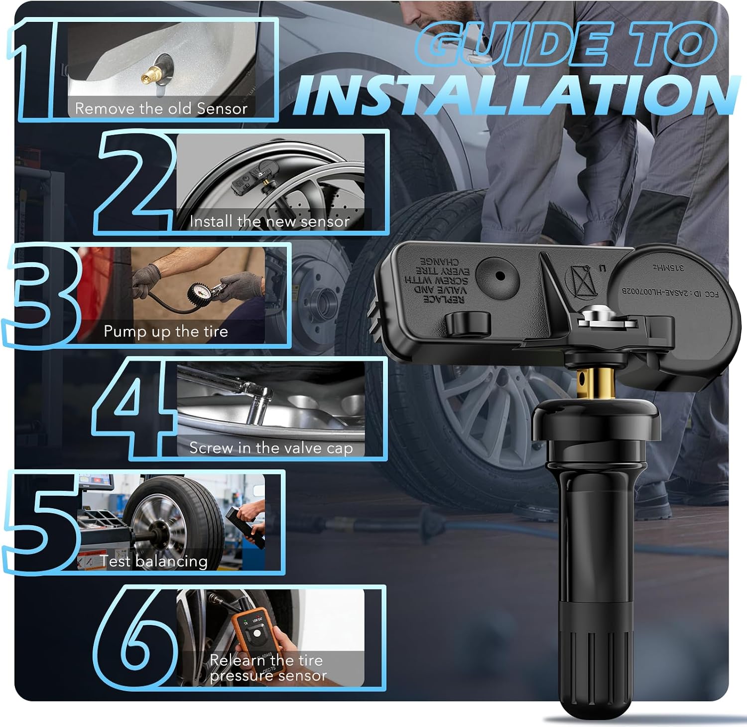 TPMS Sensor, 315MHz GM Tire Pressure Monitoring System Sensor Set of 4